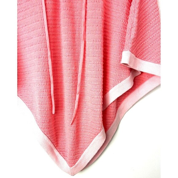 Talbots Womens Size L Pink Poncho Sweater Asymmetrical Cotton Blend Front Tie T - Picture 8 of 12